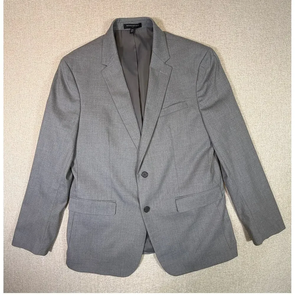 Banana Republic Mens 42R Gray Slim Fit Prom Blazer Sport Coat Jacket Classic